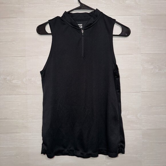 Three Sixty Six Sleeveless Quarter Zip Golf Top Size M Black Athletic Tank - Picture 2 of 6
